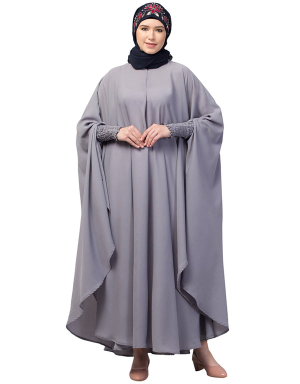 Modest smoking at sleeve Causal Daily Wear Irani kaftan In the Shade of  Grey